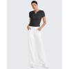 imageG4Free Half Zip Workout Shirts Women Slim Fitted Work Out Tops Gym Athletic Ribbed Tight Tshirts Summer CasualBlack