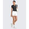imageG4Free Half Zip Workout Shirts Women Slim Fitted Work Out Tops Gym Athletic Ribbed Tight Tshirts Summer CasualBlack