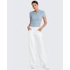 imageG4Free Half Zip Workout Shirts Women Slim Fitted Work Out Tops Gym Athletic Ribbed Tight Tshirts Summer CasualBlue Willow