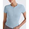 imageG4Free Half Zip Workout Shirts Women Slim Fitted Work Out Tops Gym Athletic Ribbed Tight Tshirts Summer CasualBlue Willow