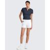 imageG4Free Half Zip Workout Shirts Women Slim Fitted Work Out Tops Gym Athletic Ribbed Tight Tshirts Summer CasualDrak Navy