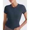imageG4Free Half Zip Workout Shirts Women Slim Fitted Work Out Tops Gym Athletic Ribbed Tight Tshirts Summer CasualDrak Navy