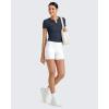 imageG4Free Half Zip Workout Shirts Women Slim Fitted Work Out Tops Gym Athletic Ribbed Tight Tshirts Summer CasualDrak Navy