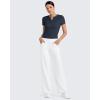 imageG4Free Half Zip Workout Shirts Women Slim Fitted Work Out Tops Gym Athletic Ribbed Tight Tshirts Summer CasualDrak Navy