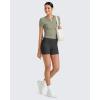 imageG4Free Half Zip Workout Shirts Women Slim Fitted Work Out Tops Gym Athletic Ribbed Tight Tshirts Summer CasualGray Olive