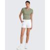 imageG4Free Half Zip Workout Shirts Women Slim Fitted Work Out Tops Gym Athletic Ribbed Tight Tshirts Summer CasualGray Olive