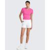 imageG4Free Half Zip Workout Shirts Women Slim Fitted Work Out Tops Gym Athletic Ribbed Tight Tshirts Summer CasualHot Pink