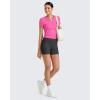 imageG4Free Half Zip Workout Shirts Women Slim Fitted Work Out Tops Gym Athletic Ribbed Tight Tshirts Summer CasualHot Pink