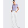 imageG4Free Half Zip Workout Shirts Women Slim Fitted Work Out Tops Gym Athletic Ribbed Tight Tshirts Summer CasualLavender
