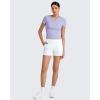 imageG4Free Half Zip Workout Shirts Women Slim Fitted Work Out Tops Gym Athletic Ribbed Tight Tshirts Summer CasualLavender