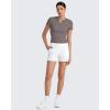 imageG4Free Half Zip Workout Shirts Women Slim Fitted Work Out Tops Gym Athletic Ribbed Tight Tshirts Summer CasualTaupe