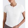imageG4Free Half Zip Workout Shirts Women Slim Fitted Work Out Tops Gym Athletic Ribbed Tight Tshirts Summer CasualWhite