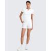 imageG4Free Half Zip Workout Shirts Women Slim Fitted Work Out Tops Gym Athletic Ribbed Tight Tshirts Summer CasualWhite