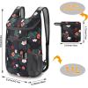 imageG4Free Lightweight Packable Hiking Backpack for Men Women Small Hiking Daypacks Foldable Shoulder Pack Casual Outdoor Bag 11LBlack Flower
