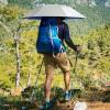 imageG4Free Liteflex Hiking Umbrella Mini Compact Ultralight Collapsible Reflective Silver Trekking Backpacking UmbrellaBlue