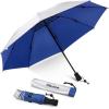 imageG4Free Liteflex Hiking Umbrella Mini Compact Ultralight Collapsible Reflective Silver Trekking Backpacking UmbrellaBlue