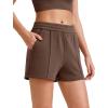 imageG4Free Modal Soft Casual Shorts for Women High Waisted Drawstring Summer Sweat Shorts with PocketsCoffee