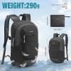 imageG4Free Packable Hiking Backpack 20L Lightweight Foldable Travel Daypack with Thickened Back Panel for Men WomenBlackBlack