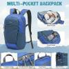 imageG4Free Packable Hiking Backpack 20L Lightweight Foldable Travel Daypack with Thickened Back Panel for Men WomenBlackBlue
