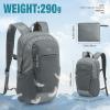 imageG4Free Packable Hiking Backpack 20L Lightweight Foldable Travel Daypack with Thickened Back Panel for Men WomenBlackGrey