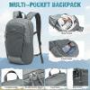 imageG4Free Packable Hiking Backpack 20L Lightweight Foldable Travel Daypack with Thickened Back Panel for Men WomenBlackGrey