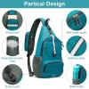 imageG4Free Packable Sling Backpack Small Crossbody Sling Bag Travel Hiking Daypack Casual Foldable Shoulder Chest BagPeacock Blue