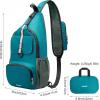 imageG4Free Packable Sling Backpack Small Crossbody Sling Bag Travel Hiking Daypack Casual Foldable Shoulder Chest BagPeacock Blue
