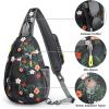 imageG4Free RFID Sling Bag Crossbody Backpack Casual Chest Shoulder Daypack Gym Bag for Hiking Travel 7LBlue LeafBlack Flower