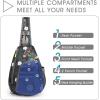 imageG4Free RFID Sling Bag Crossbody Backpack Casual Chest Shoulder Daypack Gym Bag for Hiking Travel 7LBlue LeafBlack Flower