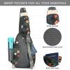imageG4Free RFID Sling Bag Crossbody Backpack Casual Chest Shoulder Daypack Gym Bag for Hiking Travel 7LBlue LeafBlack Flower