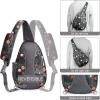 imageG4Free RFID Sling Bag Crossbody Backpack Casual Chest Shoulder Daypack Gym Bag for Hiking Travel 7LBlue LeafBlack Flower