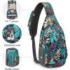 imageG4Free RFID Sling Bag Crossbody Backpack Small Chest Shoulder Bag Hiking OutdoorBlue Leaf