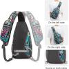 imageG4Free RFID Sling Bag Crossbody Backpack Small Chest Shoulder Bag Hiking OutdoorBlue Leaf