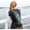 imageG4Free RFID Sling Bag Crossbody Backpack Small Chest Shoulder Bag Hiking OutdoorBlue Leaf