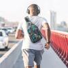 imageG4Free RFID Sling Bag Crossbody Backpack Small Chest Shoulder Bag Hiking OutdoorBlue Leaf