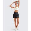 imageG4Free Ribbed Womens Athletic Shorts High Waisted Drawstring Gym Running Shorts with PocketsBlack