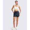 imageG4Free Ribbed Womens Athletic Shorts High Waisted Drawstring Gym Running Shorts with PocketsDark Navy