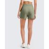imageG4Free Ribbed Womens Athletic Shorts High Waisted Drawstring Gym Running Shorts with PocketsGray Olive