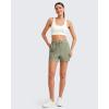 imageG4Free Ribbed Womens Athletic Shorts High Waisted Drawstring Gym Running Shorts with PocketsGray Olive
