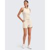 imageG4Free Ribbed Womens Athletic Shorts High Waisted Drawstring Gym Running Shorts with PocketsLight Khaki