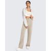 imageG4Free Smoofit Modal Soft Women Wide Leg Sweatpants with Pockets Yoga Pants Casual Lounge Trousers PetiteRegularTallLight Khaki