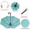 imageG4Free UPF 50 52 Inch UV Protection Umbrella Automatic Open Hook Handle J Stick Golf Umbrellas for Rain Sun ampamp Wind ProtectionSilverBlue
