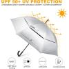 imageG4Free UPF 50 52 Inch UV Protection Umbrella Automatic Open Hook Handle J Stick Golf Umbrellas for Rain Sun ampamp Wind ProtectionSilverGreen