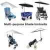 imageG4Free UPF 50 Adjustable Beach Umbrella XL with Universal Clamp for Chair Stroller Wheelchair Golf Cart Bleacher PatioBlackSilver