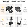 imageG4Free UPF 50 Adjustable Beach Umbrella XL with Universal Clamp for Chair Stroller Wheelchair Golf Cart Bleacher PatioBlackSilver