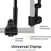 imageG4Free UPF 50 Adjustable Beach Umbrella XL with Universal Clamp for Chair Stroller Wheelchair Golf Cart Bleacher PatioBlackSilver