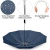 imageG4Free UPF 50 UV Protection 54 Inch Large Reverse Travel Umbrella 10 Ribs Windproof Compact Sun Blocking Inverted Car Umbrellas Automatic Open Close Lake BlueSilverBlue