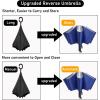 imageG4Free UPF 50 UV Protection 54 Inch Large Reverse Travel Umbrella 10 Ribs Windproof Compact Sun Blocking Inverted Car Umbrellas Automatic Open Close Lake BlueSilverUVBlueSilver