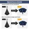 imageG4Free UPF 50 UV Protection 54 Inch Large Reverse Travel Umbrella 10 Ribs Windproof Compact Sun Blocking Inverted Car Umbrellas Automatic Open Close Lake BlueSilverBlue