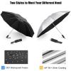 imageG4Free UPF 50 UV Protection 54 Inch Large Reverse Travel Umbrella 10 Ribs Windproof Compact Sun Blocking Inverted Car Umbrellas Automatic Open Close Lake BlueSilverBlue